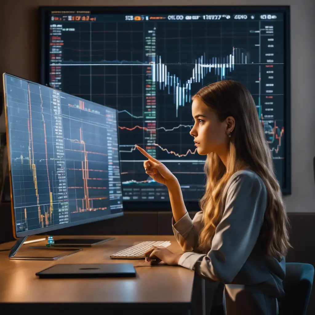 girl observing graph